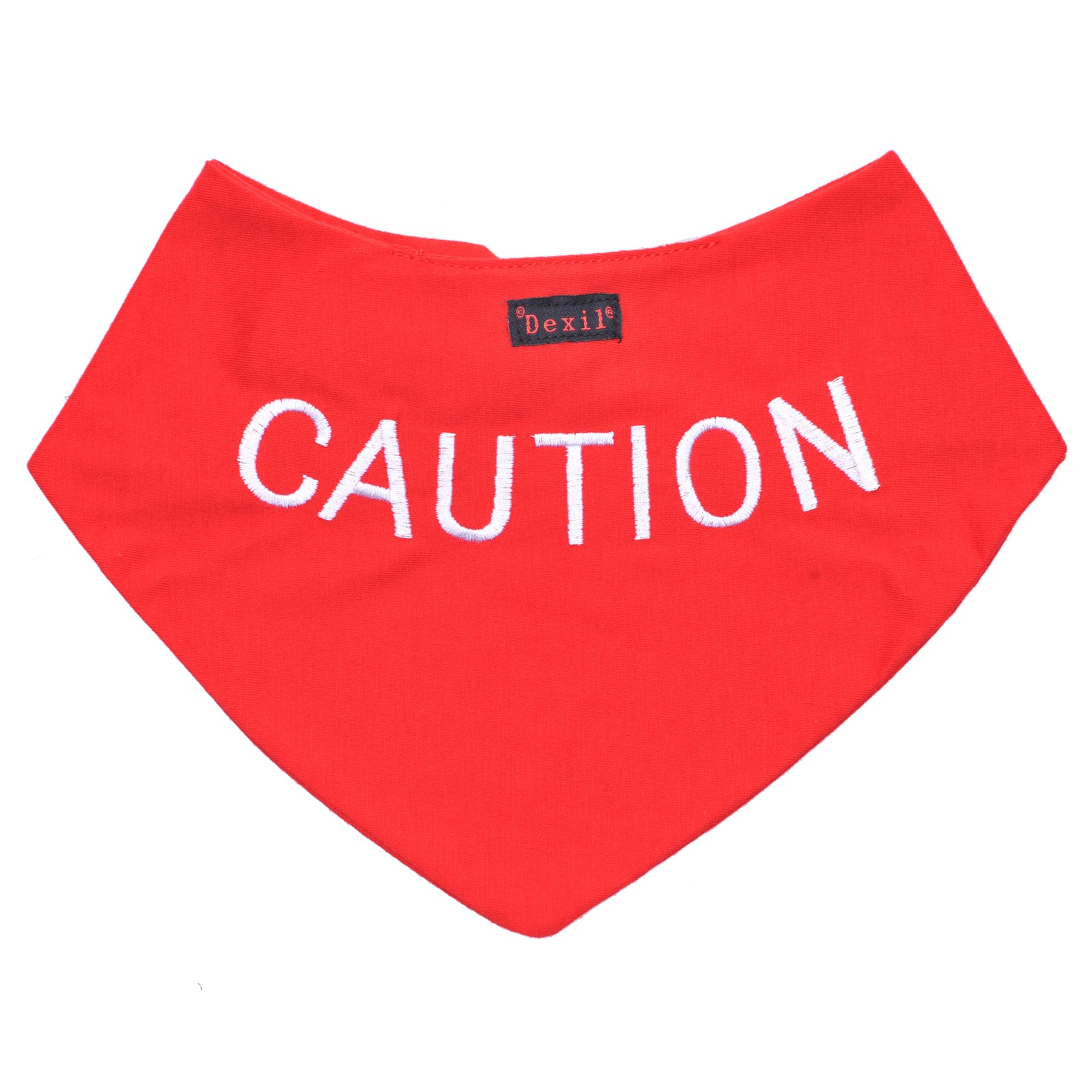 Dexil Friendly Dog Collars Red CAUTION Bandana