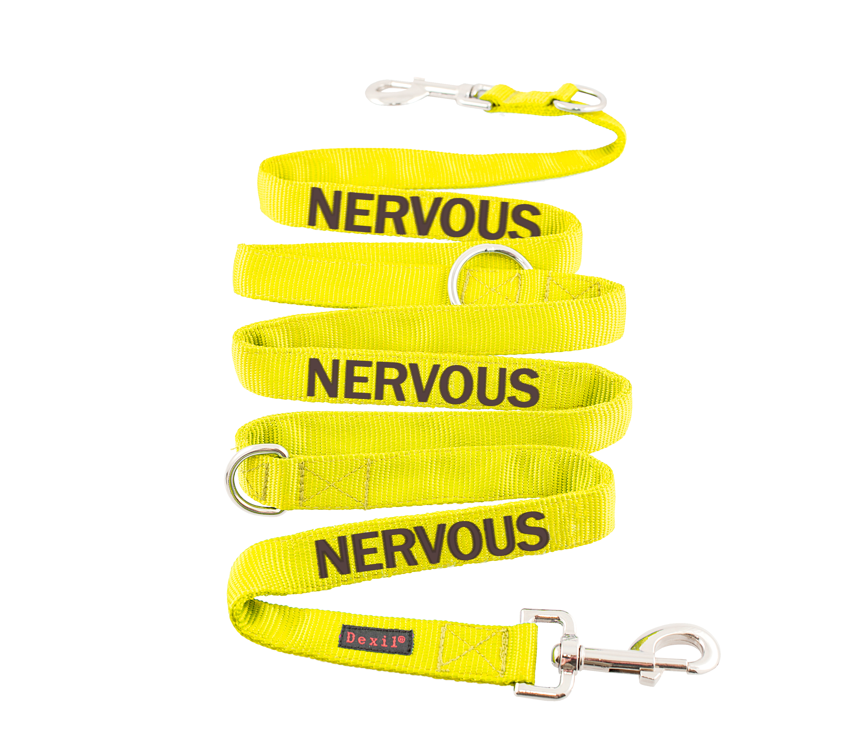 Dexil Friendly Dog Collars yellow NERVOUS 210cm Double Ended Lead