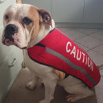 Dexil Friendly Dog Collars Red CAUTION L/XL Reflective Dog Coat