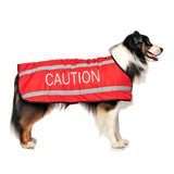 Dexil Friendly Dog Collars Red CAUTION L/XL Reflective Dog Coat