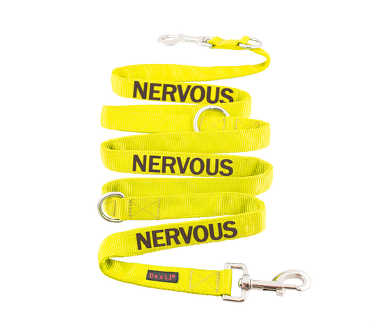 Dexil Friendly Dog Collars yellow NERVOUS 210cm Double Ended Lead