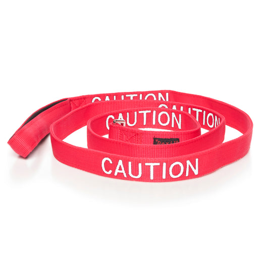 Dexil Friendly Dog Collars Red CAUTION Long 180cm 6ft Lead