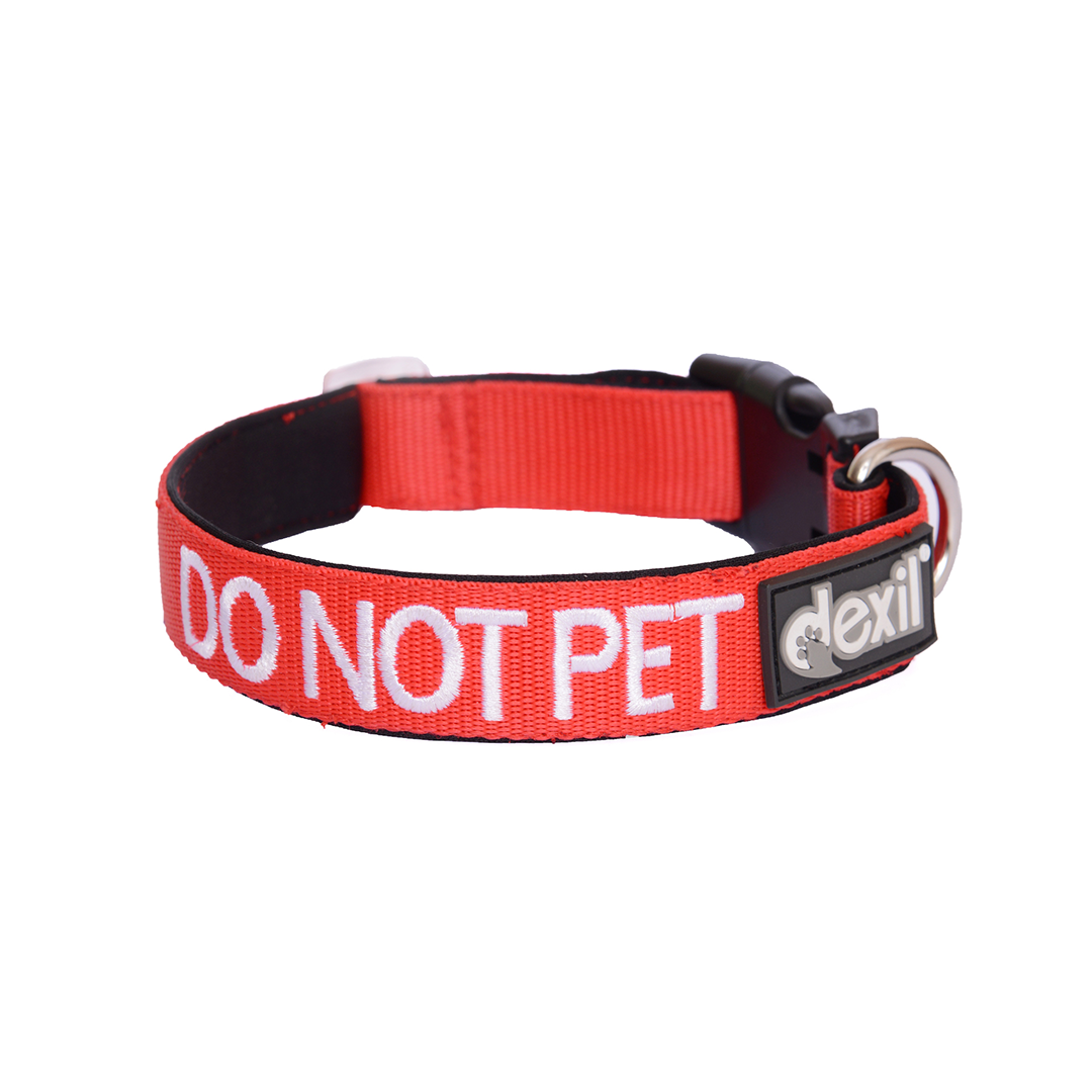Dexil Friendly Dog Collars Red DO NOT PET L/XL Clip Collar